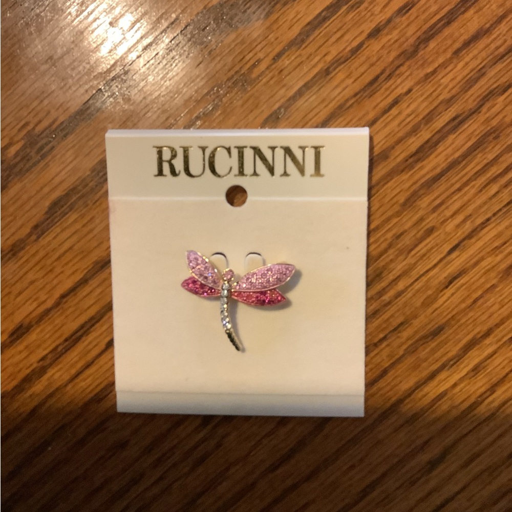 Pink and Silver Dragonfly Brooch